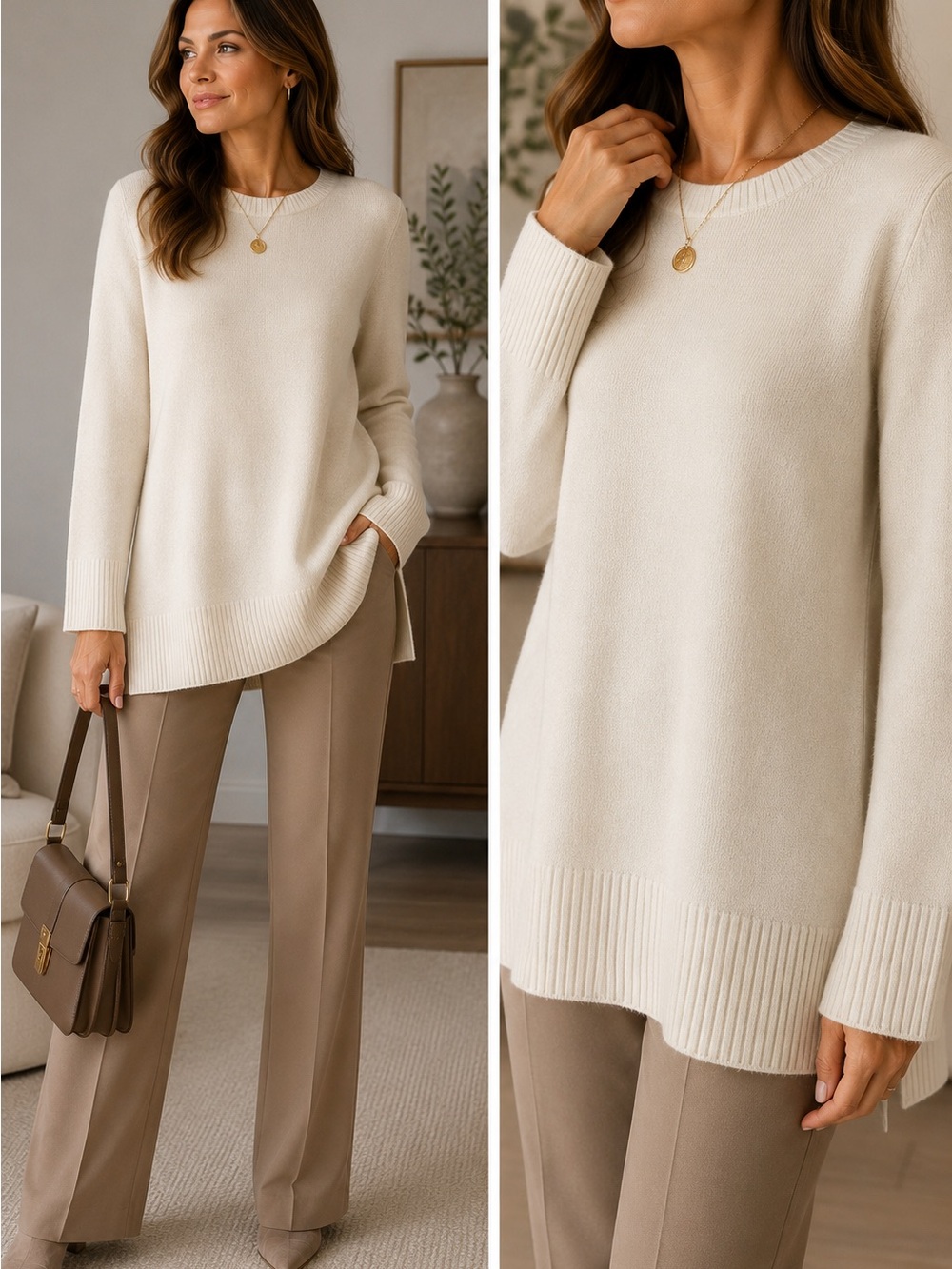 J. Crew Wool and Recycled Cashmere Cream Oversized Crewneck Sweater | Size L